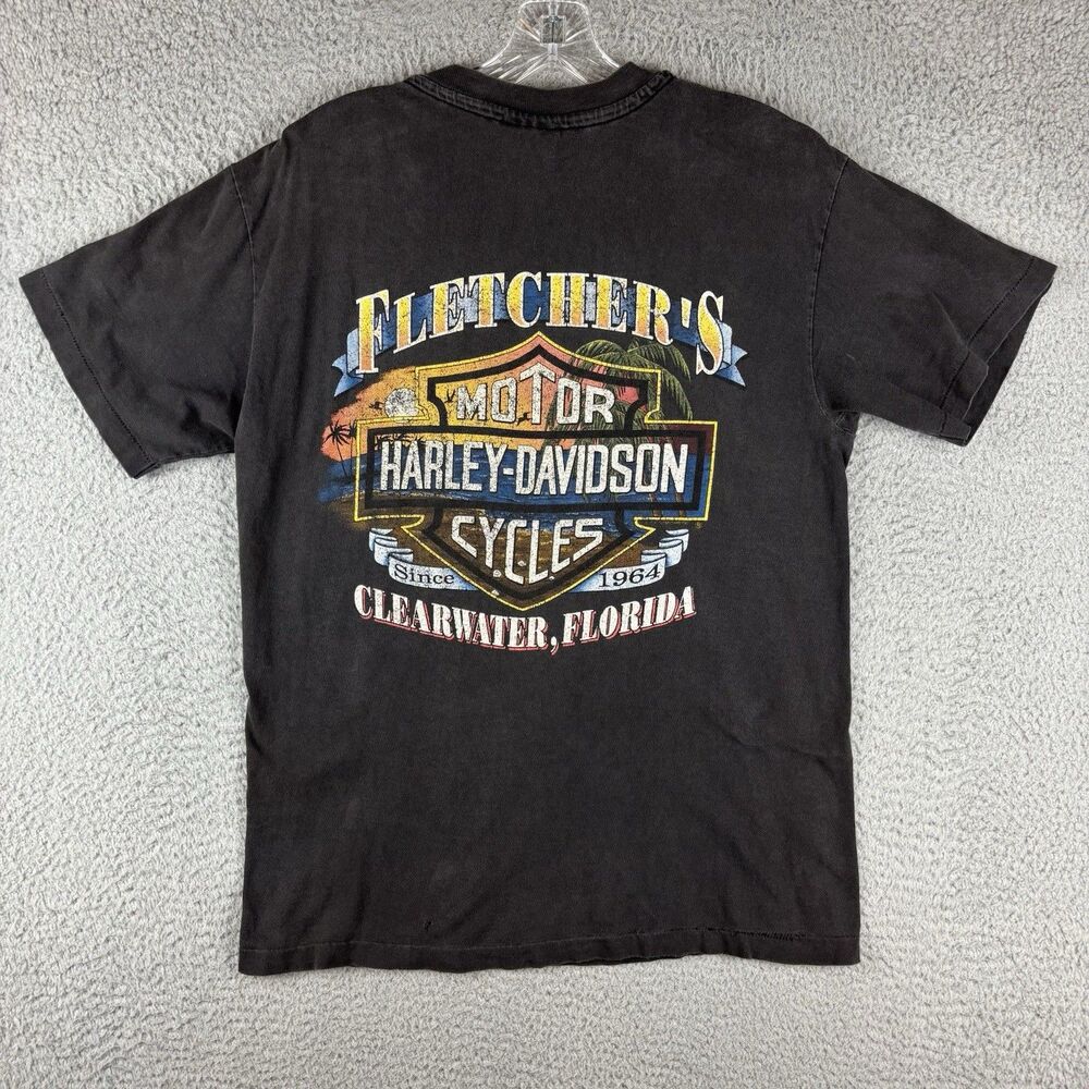Vintage Harley-Davidson T-Shirt Men’s Medium Fletcher’s Clearwater Florida Holes